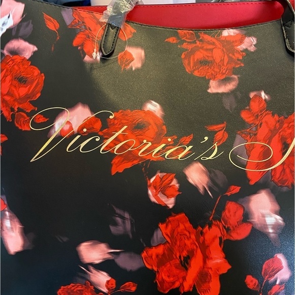 NWOT Victoria's Secret 2019 Limited Edition Rose on Black Tote - Picture 7 of 8